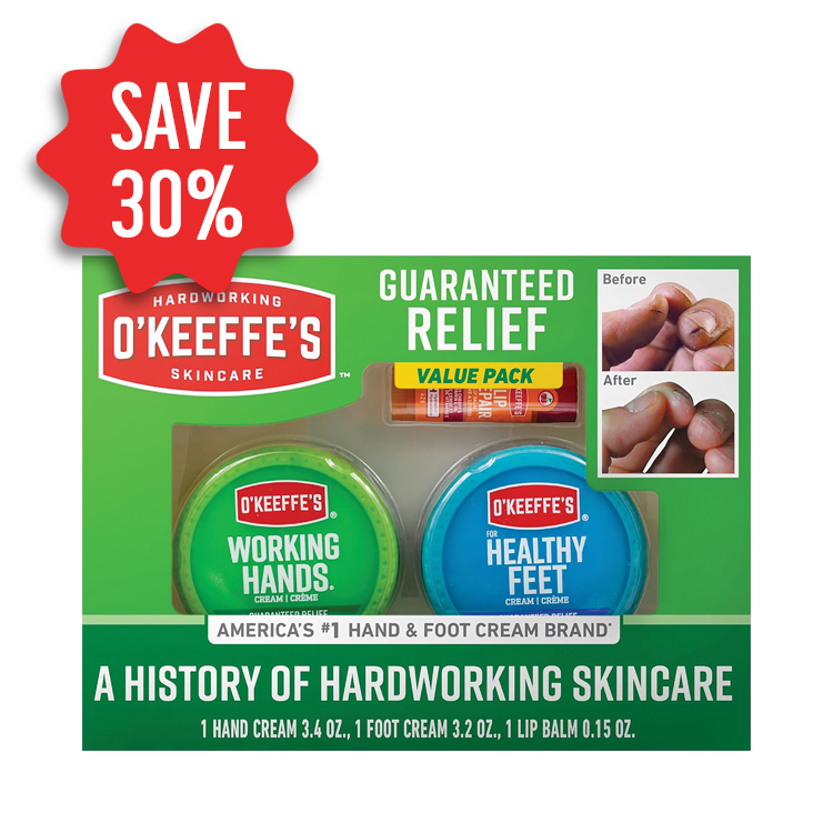 O’Keefe’s Working Hands, Healthy Feet & Lip Relief Combo Pack