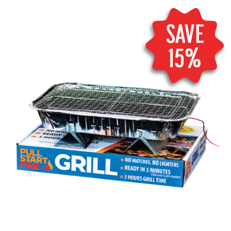Pull Start Fire Single Use Charcoal Grill