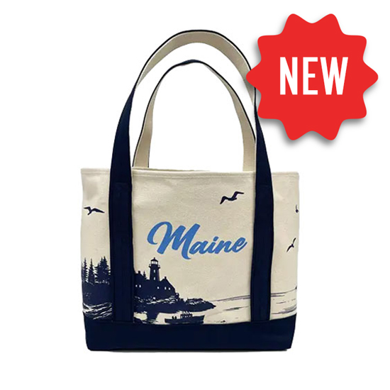 Rogue Life Maine Lighthouse Large Canvas Tote Bag