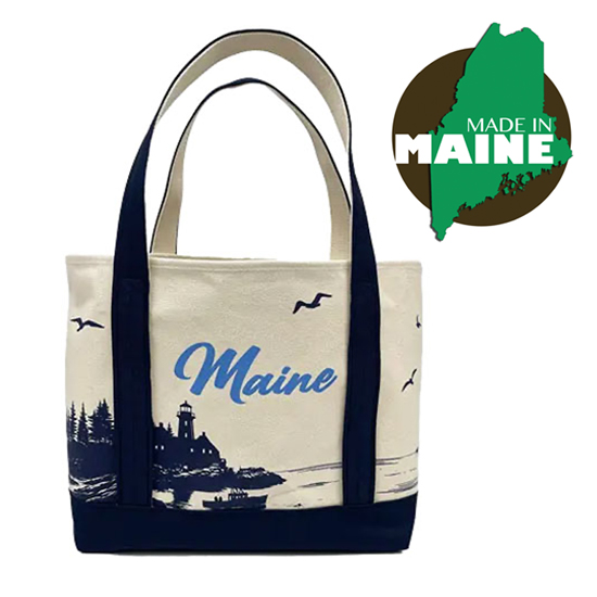 Rogue Life Maine Lighthouse Large Canvas Tote Bag