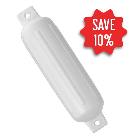 Polyform G2 White 4-1/2″ X 15-1/2″ Twin Eye Boat Fender