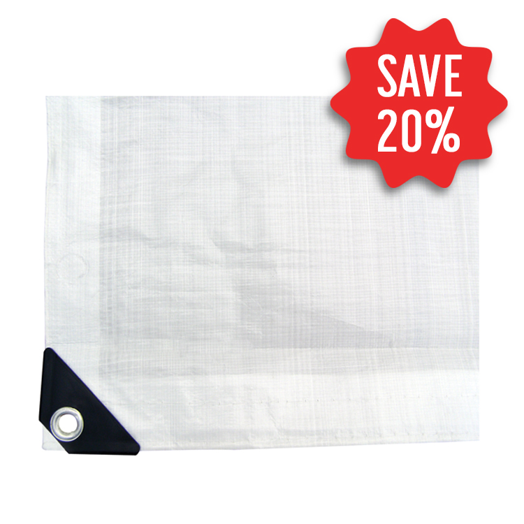 White 8′ X 10′ Heavy Duty Poly Tarp